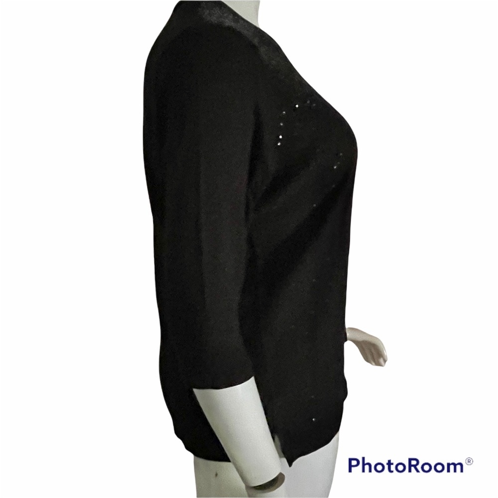 Quacker Factory Black Sequined Ribbed Knit Top - image 4